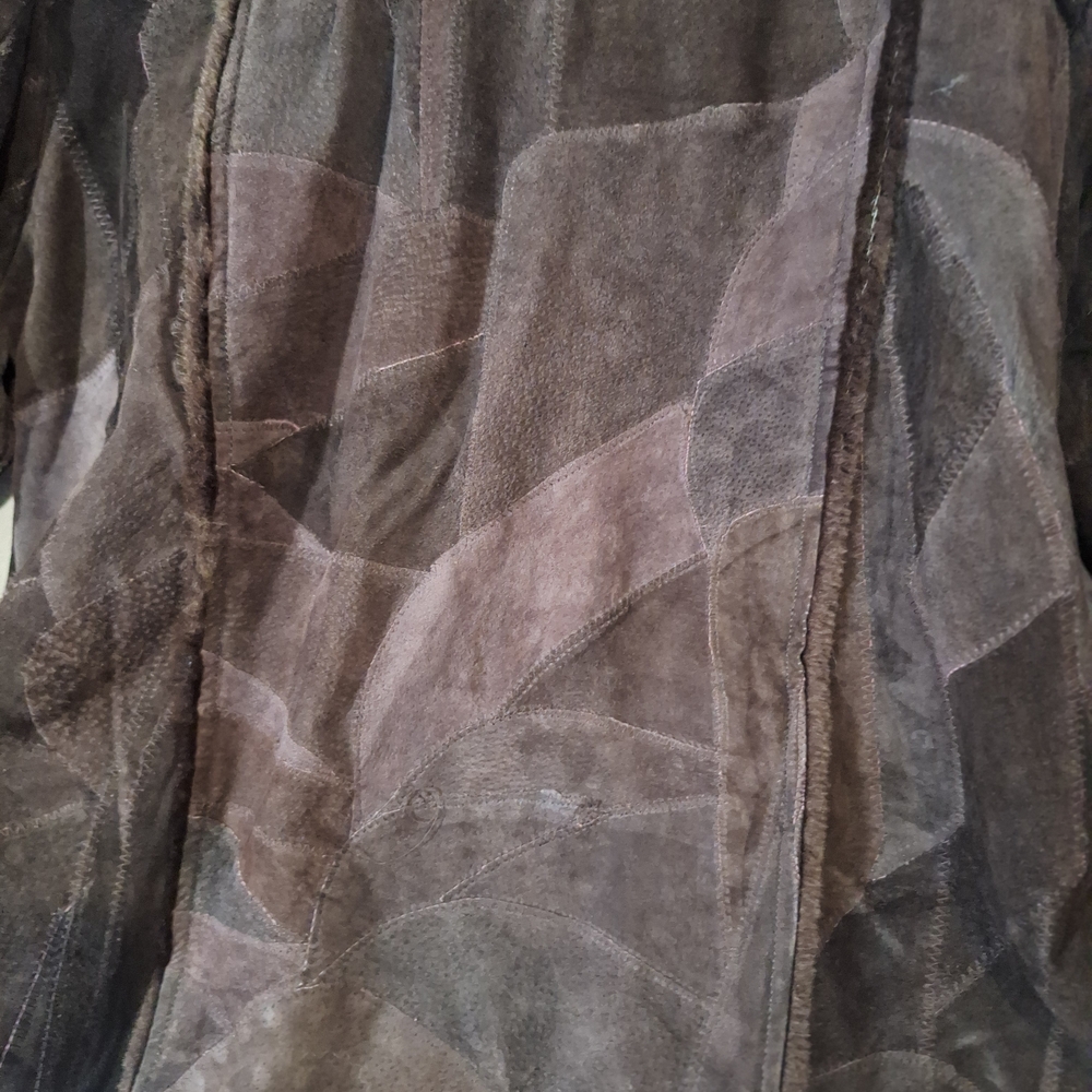 Elegant Brown Leather Patchwork Jacket - image 7